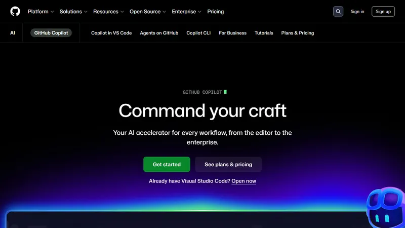 GitHub Copilot 网页截图